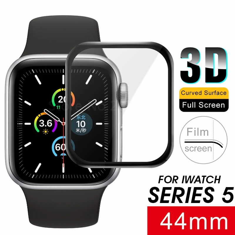 3D полное покрытие из закаленного стекла для Apple Watch Series 6 5 40 44 мм защита экрана