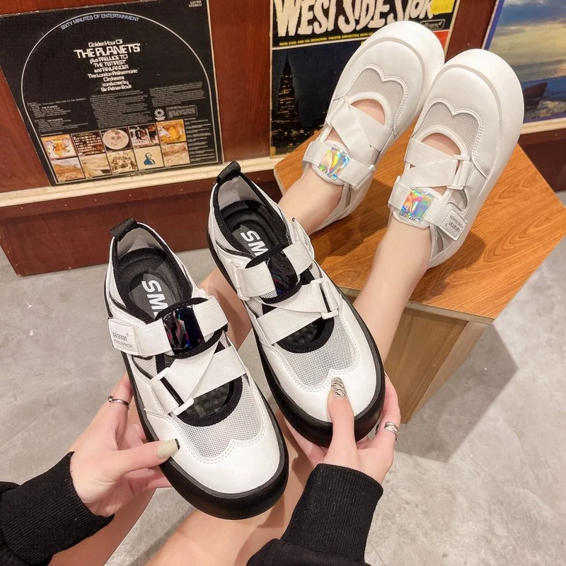 

JFUNCY Female Summer Mesh Woman Shoe Fashion Casual Breathable Outdoor Running Women's Sandals Velcro Adjustable Lady Shoes