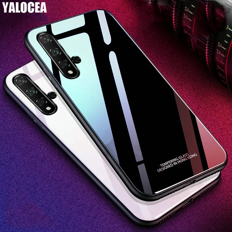Для huawei Nova 5T чехол Роскошный закаленное стекло Мягкий силиконовый