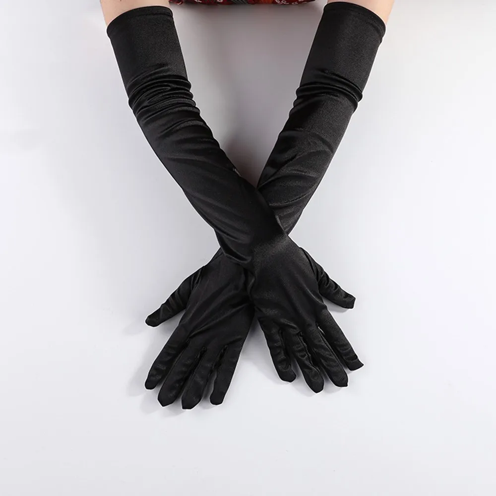 

Women Sexy Stretch PU Leather Skinny Five-Finger Gloves Long Glove Punk Rock Hip Hop Dance Gloves Mittens Cosplay Accessories