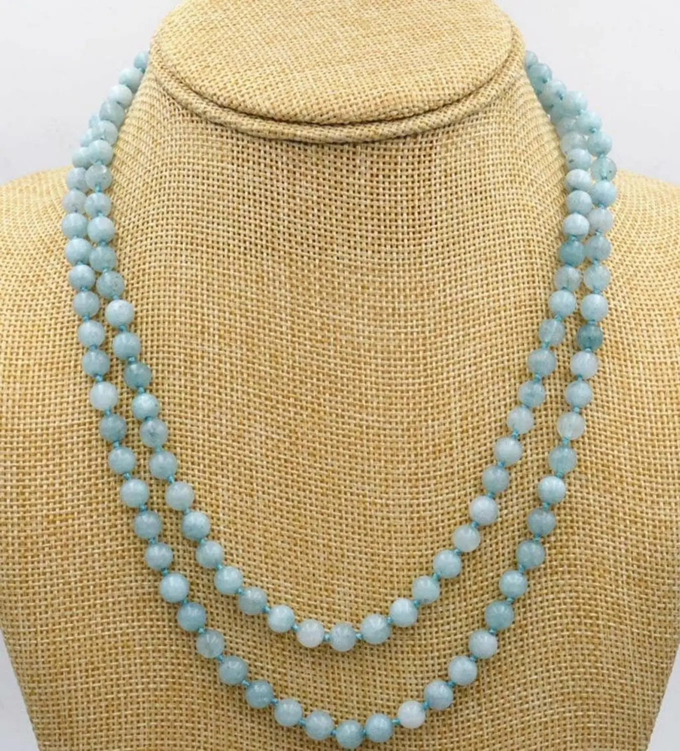 

Beautiful Charming 6MM Brazilian aquamarine gems round beads necklace 32"AAA