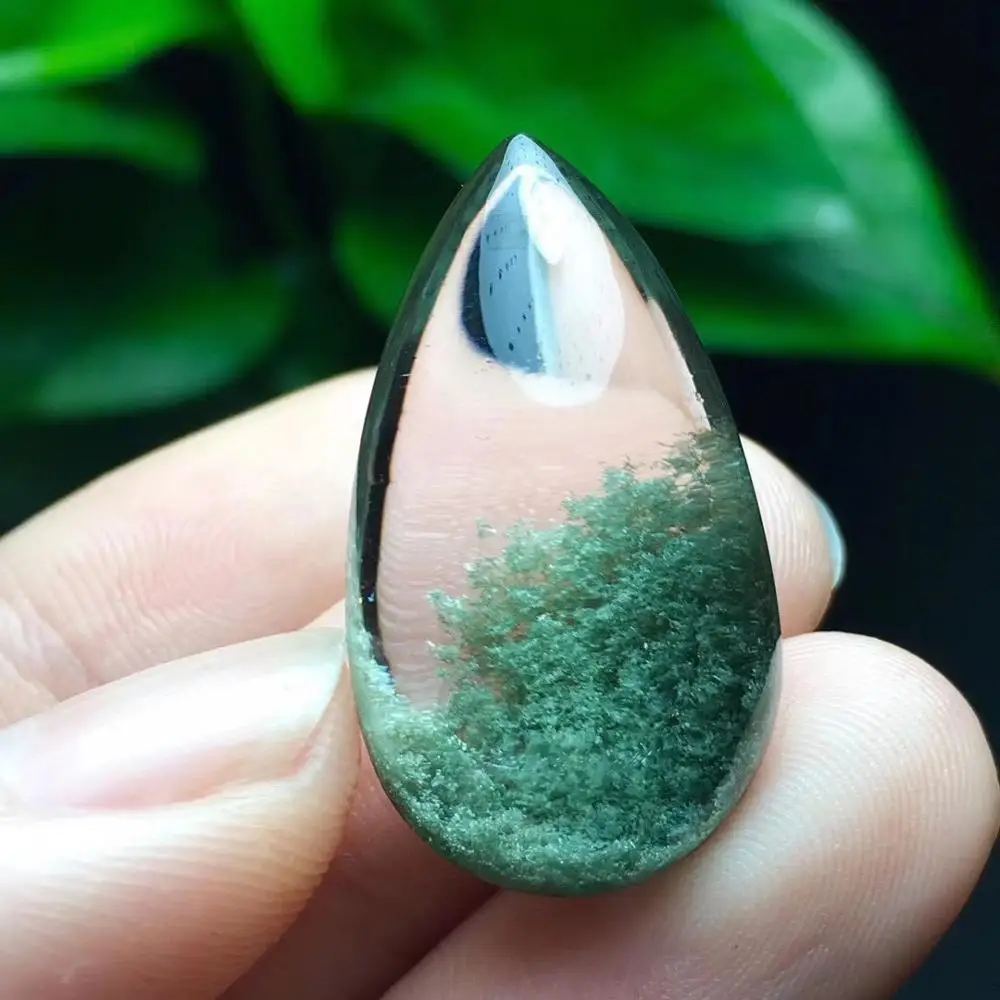 Натуральный зеленый фантомный кварцевый цилиндр кулон с прозрачными бусинами 28