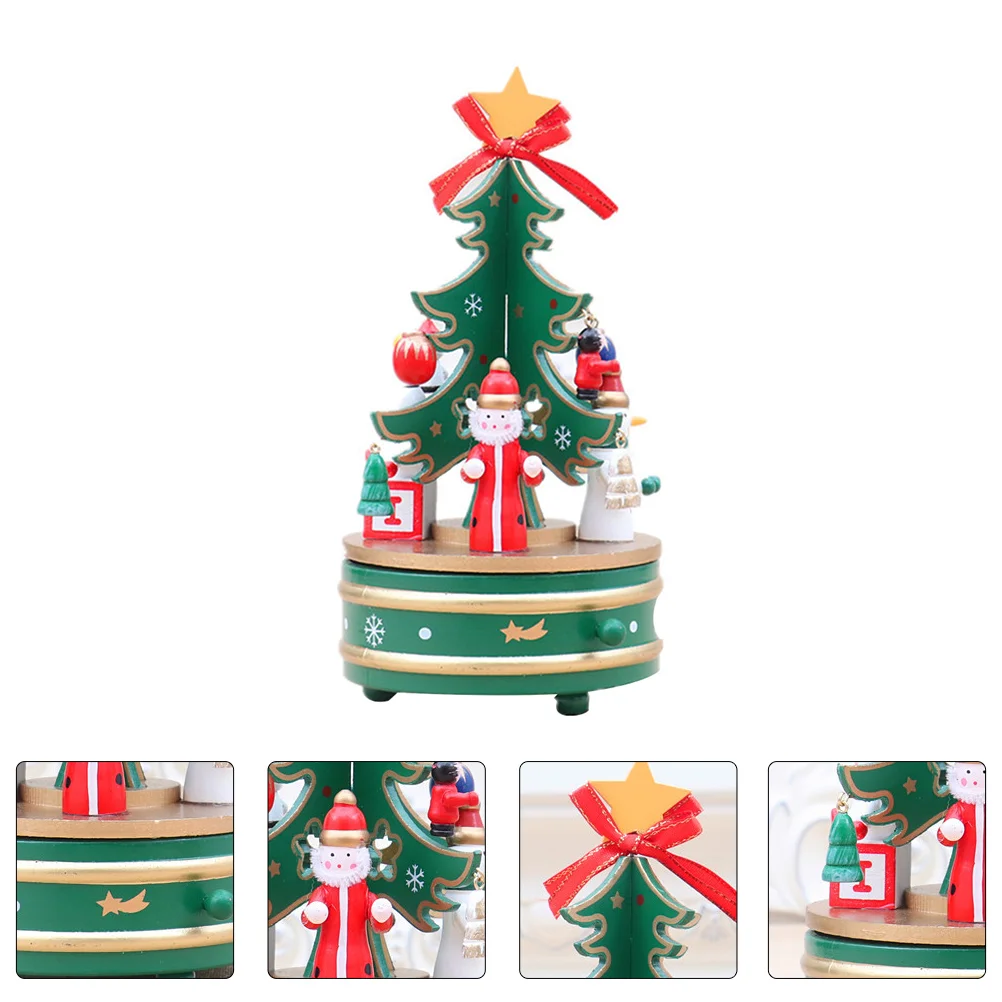 

1Pc Christmas Gift Adornment Rotating Box Table Ornament for Decor