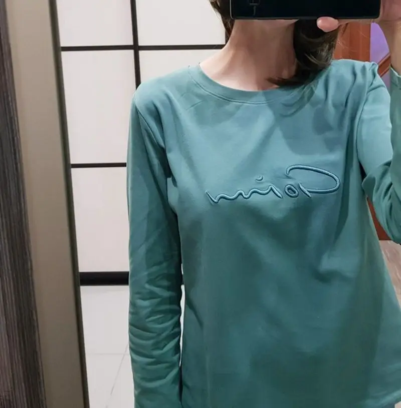 Футболка GIGOGOU Женская Базовая с длинным рукавом 95% хлопок однотонный топ мягкая