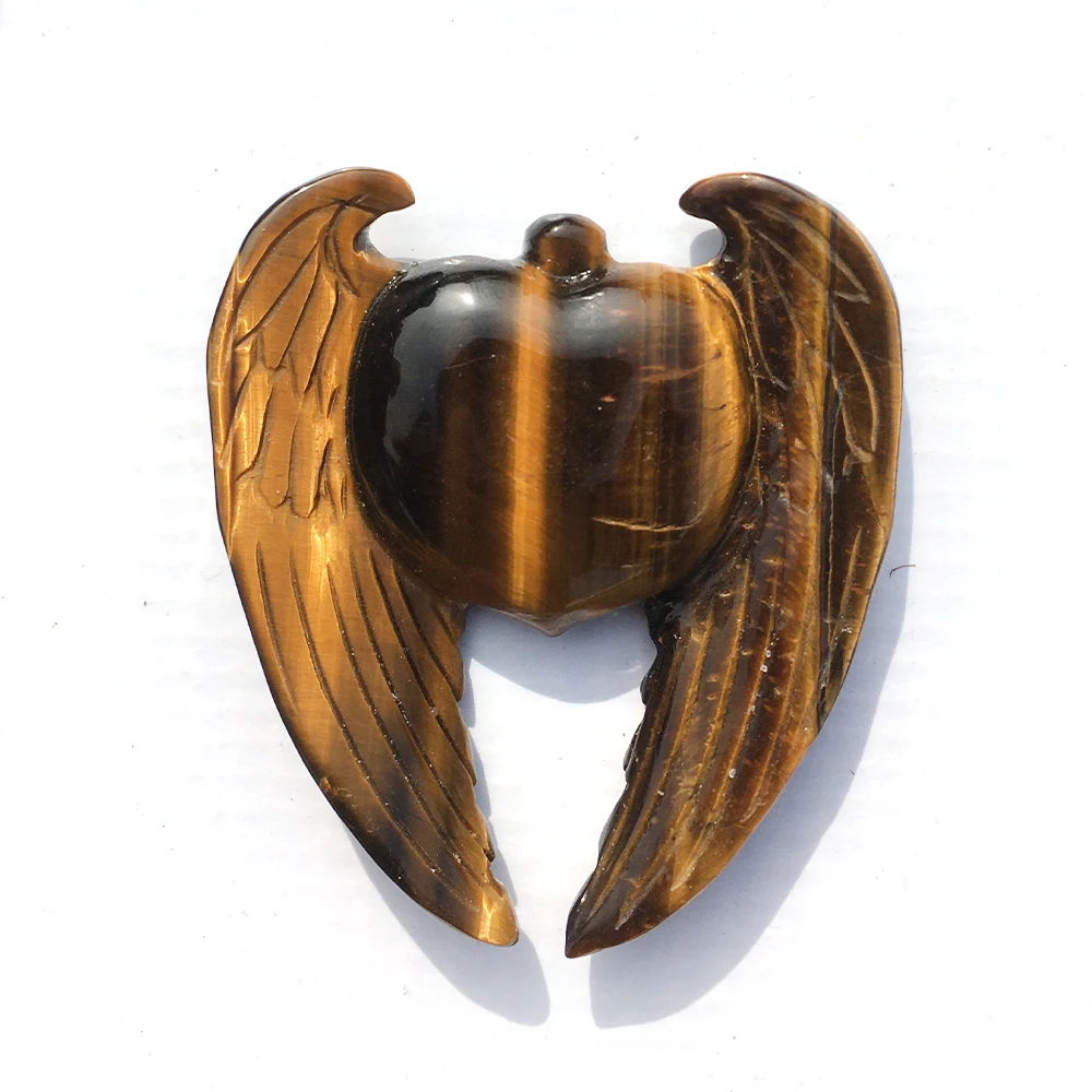 Натуральный камень тигровый глаз крыло сердце кулон ручной работы кварцевый