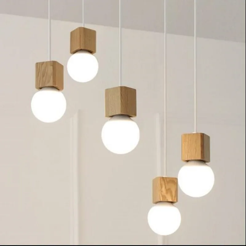 Винтажный Подвесной деревянный светильник современный цветной винтажный