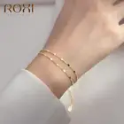 Минимализм ROXI, двойные блестки, сшиваемые цепи, браслеты для женщин, 2021, модные украшения, Простой браслет, браслеты, браслеты для женщин