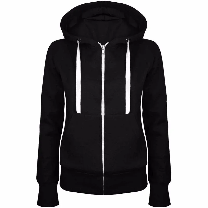 Однотонные толстовки на молнии свитшоты Женская Повседневная кавайная модная