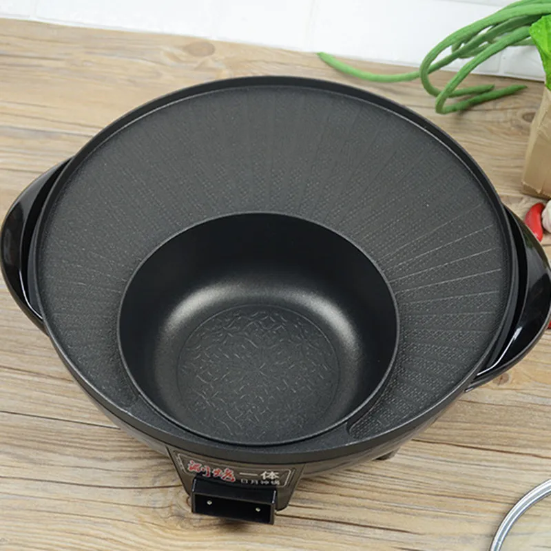 Pаспродажа 2 в 1 Электрический горячий горшок электрический гриль барбекю машина муки Электрический Плита Крытый выпечка, гриль плоская сковородка сто...