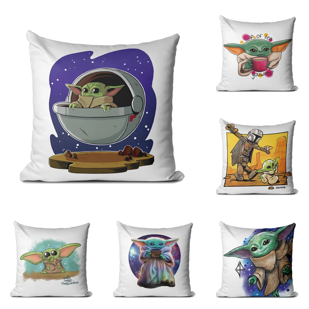

Marvel The Avengers Anime Cartoon Pillowcase Home Sofa Cute Baby Yoda Pillow Cushion Cover Christmas Halloween Decoration Gift