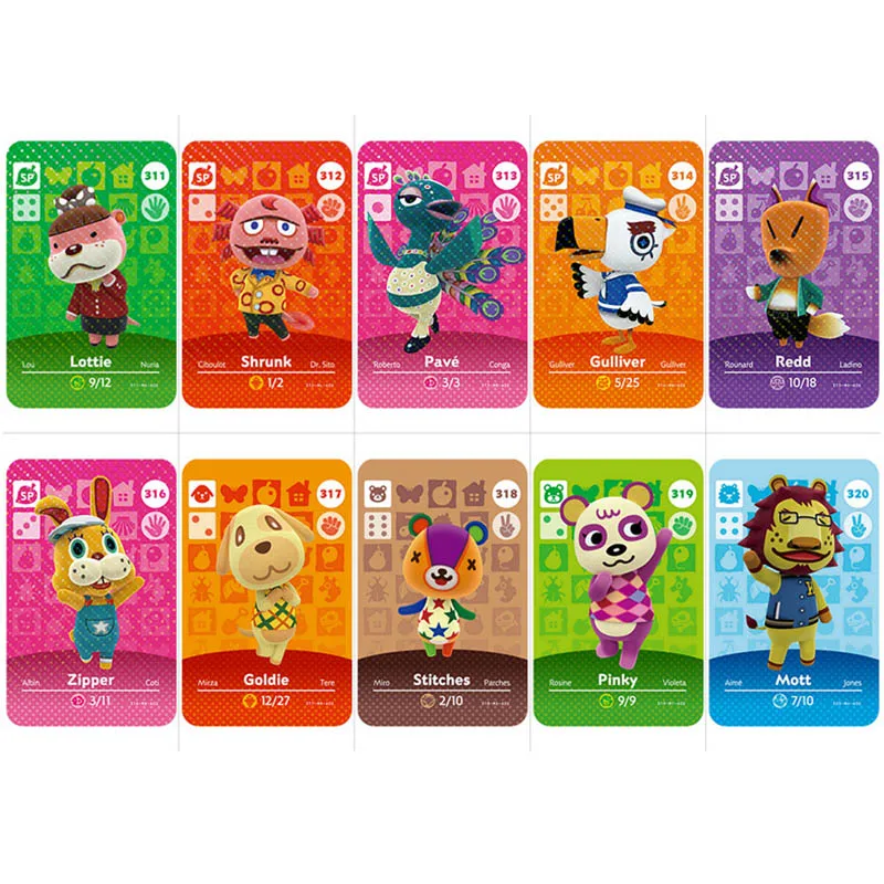 Серия 4 (от 301 до 350) карты для скрещивания животных Amiibo рабочие переключателей NS 3DS
