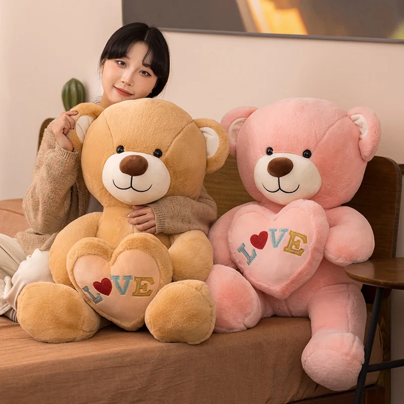 

90cm Huggable Teddy Bear Plush Toy with Love Heart Cute Soft Animal Bear Doll for Kids High Quality Girls Lovers Valentine Gift