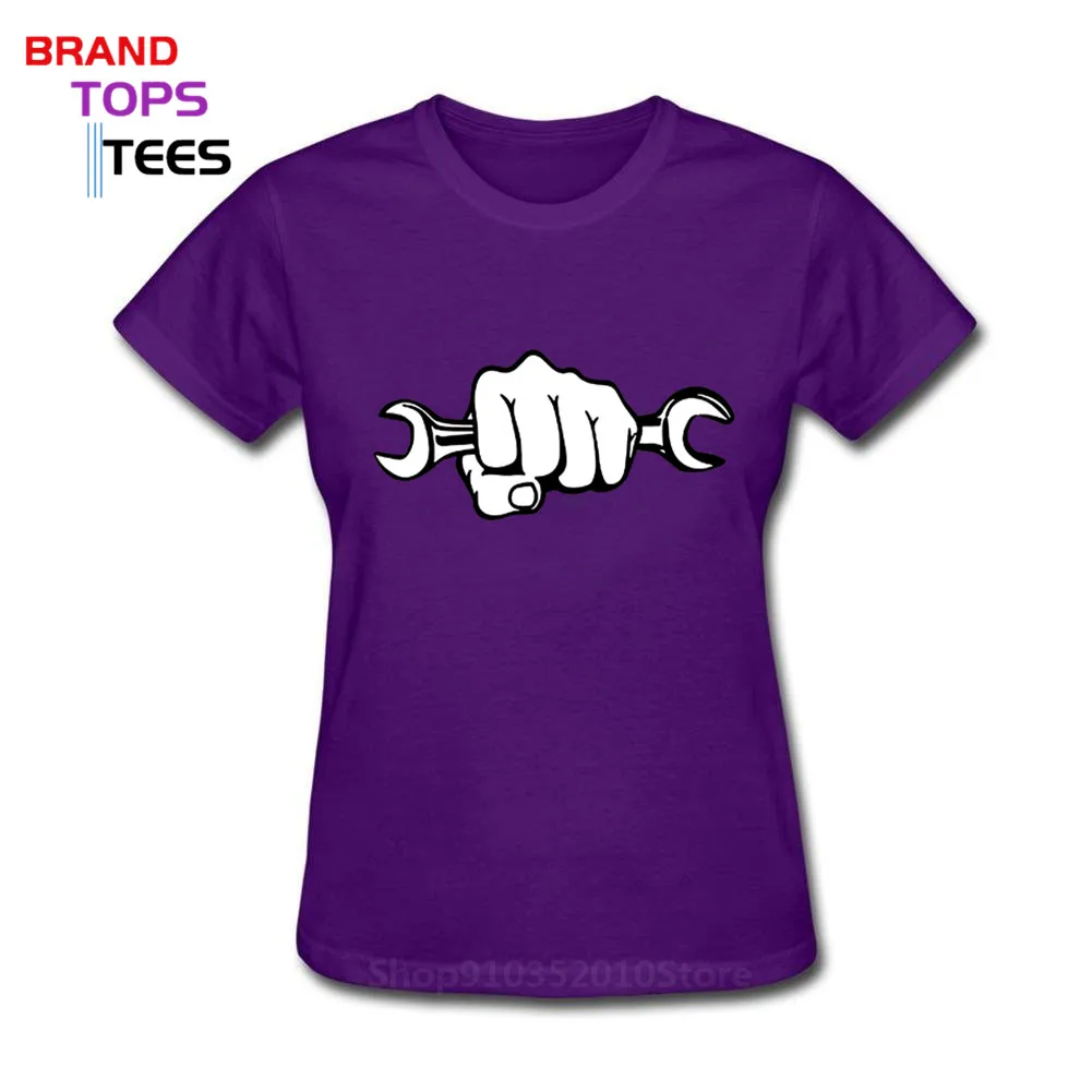Mechanic Holding A Wrench Motorcycle T-Shirt Funny Mother's Present Birthday Gift For Mom Wife friend Women Cotton T Shirt | Женская