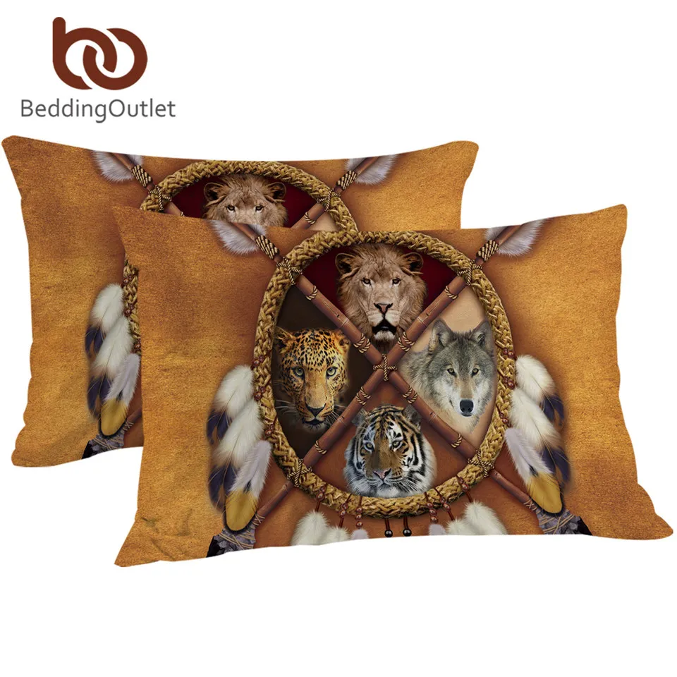 BeddingOutlet искусственная подушка чехол 3D наволочка с дикими животными племенная