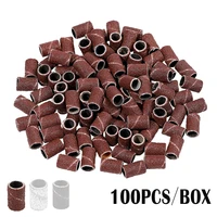 100pcs 80 nail art sanding bands electric nail drill machine tools grinding coarse sand ring drill bits accessory for manicure