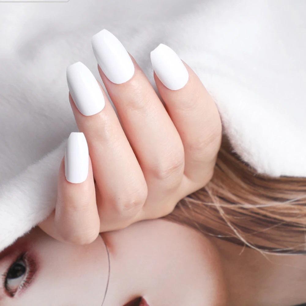 Модный Белый гроб поддельные ногти искусственный стилет накладные для дизайна