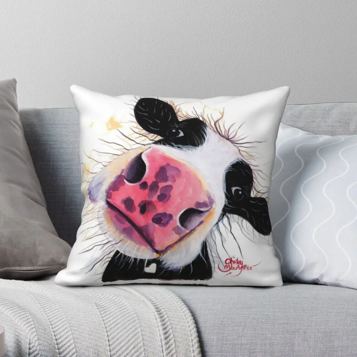 

COW PRiNT CARAMEL MILKSHAKE Pillowcase Polyester Linen Velvet Printed Zip Decor Throw Pillow Case Home Cushion Cover