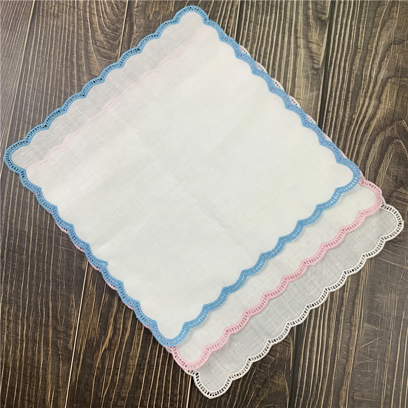 Set of 12 Fashion Wedding Handkerchiefs 12x12&quotWhite Ramie/Linen Hankies with Embroidered Scallop edges Vintage Hanky | Аксессуары