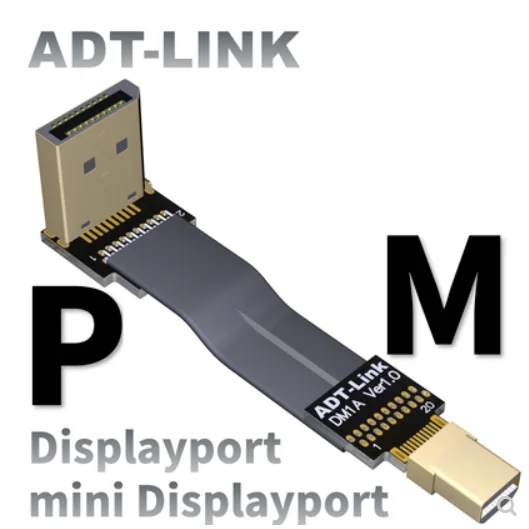 Кабель DisplayPort Male to 90 градусов вверх/вниз угловой Соединительный адаптер FPC FPV