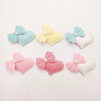 4 53 5cm 30pcslot heart with pearl bow padded patches appliques for headwear decoration hair clip accessories