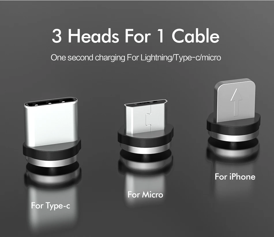 Магнитный кабель ROCK Micro usb type-C кабель для iPhone 11 Pro Max 8 samsung Xiaomi 1 м Быстрая зарядка магнитное зарядное устройство USB кабели