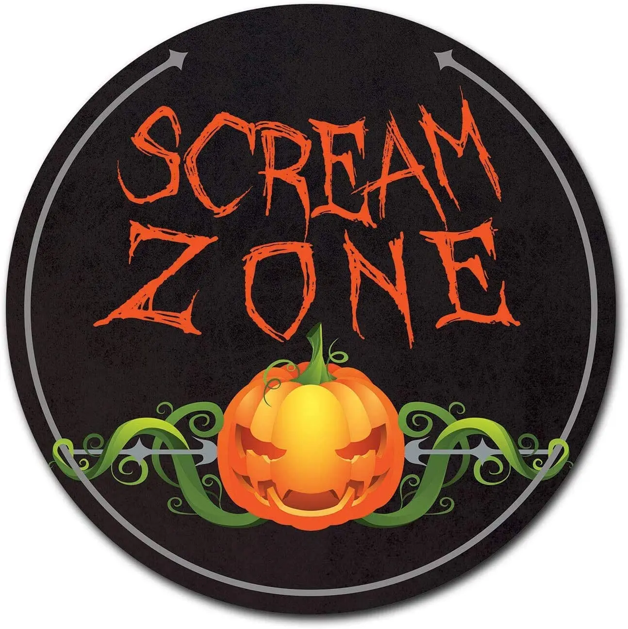 

Круглый металлический жестяной знак с изображением тыквы и крика зоны, подвесная доска диаметром 12 дюймов, настенное украшение