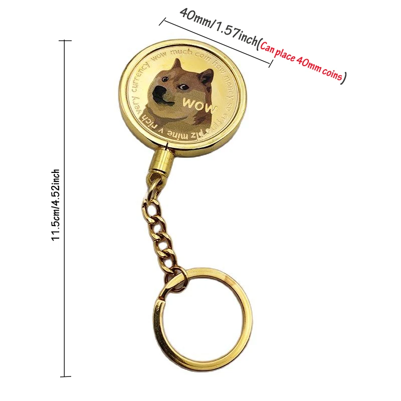 40 мм Doge Памятная коллекция монет Dogecoin металлический брелок удобная подвеска на
