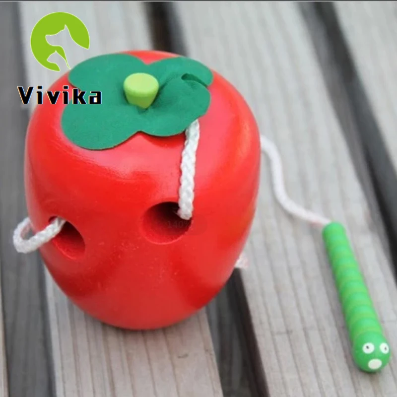 Деревянные игры с яблоком и жучком игрушки для тренировки глаз развития мелкой