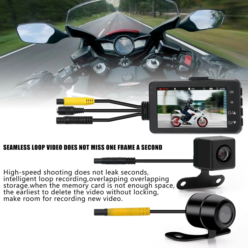 

High-definition motorcycle camera DVR with 1080P front and rear dual recorder motorcycle electronic driving recorder