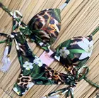 Женский купальник-бикини, с перекрестными завязками, с пуш-ап, пляжный купальный костюм, Бразильский бикини с принтом, 2020