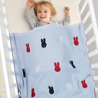 newborn girl boy stroller wrap swaddle 100 cotton toddler infant bed sleeping quilt knitted rabbit baby blankets
