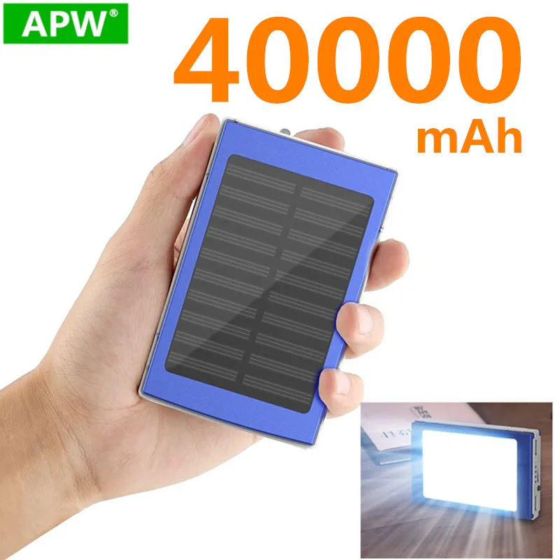 Портативное зарядное устройство 40000 мАч солнечная панель двойной USB аккумулятор