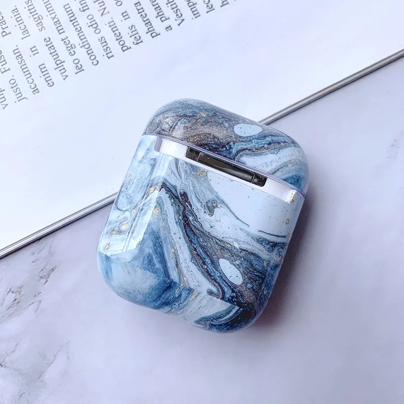 Чехол для оригинального Apple Airpods чехол мраморный милый чехол для Apple Airpods 12 чехол Аксессуары для наушников Air Pods Чехол Коробка Coque