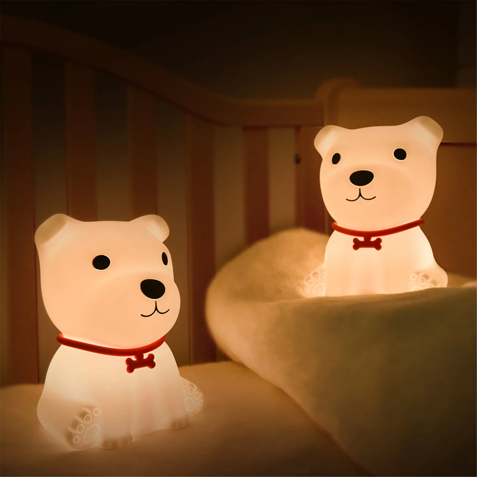 

Puppy Dog Shape Changing Color Light LED USB Rechargeable Silicone Night Light Tap to Control & Change Light Colors RH