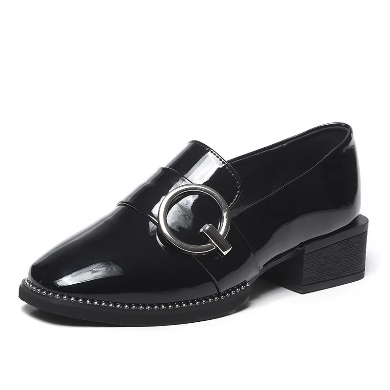 

Slip On Shoes For Women Casual Female Sneakers Loafers With Fur Oxfords Black Flats Square Toe Ladies' Footwear Autumn British S