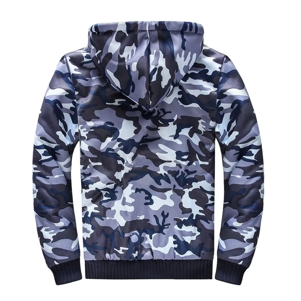 

Rebicoo Jacket Parka Men Coat Winter Clothing Mens Camouflage Hoodie Warm Fleece Zipper Sweater Jacket Outwear Coat Male Parkas