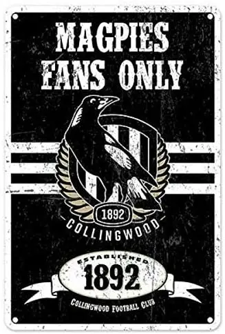 

Decors Collingwood Magpies AFL Design Aluminum Metal Sign Wall Art, Print Poster Wall Decoration for Coffee Corner/Cafe/Kitchen