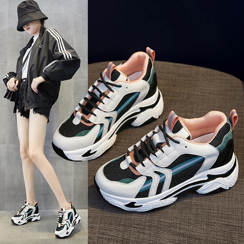 

Ginchasio 2021 Women Sneakers Cow Leather New Increasing Air Mesh Casual Trend Female Comfortable Vulcanize Shoes Flats Sneakers