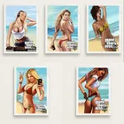 Популярная Игровая Обложка Grand Theft Auto 5 Бикини hot girl GTA популярная картина для видеоигр на холсте в стиле ретро настенный постер домашний декор