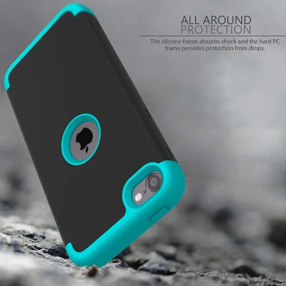 for iPod Touch 7/Touch 6 Case,High Impact Heavy Duty Shockproof Full-Body Protective Case with Dual Layer Hard PC+ Silicone