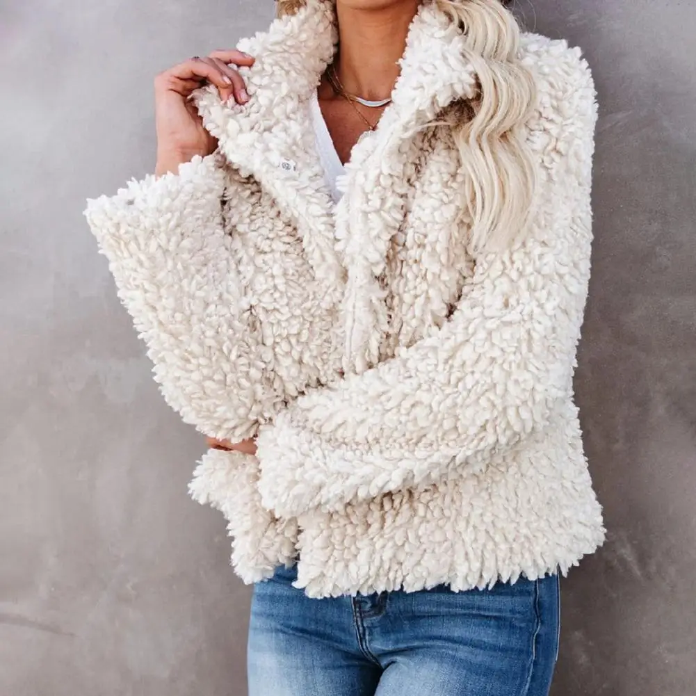 

Coat Sweatshirts Cardigan Autumn Winter Coat 2021 Solid Color Turn-down Collar Cardigan Plush Lady Jacket winter jacket women