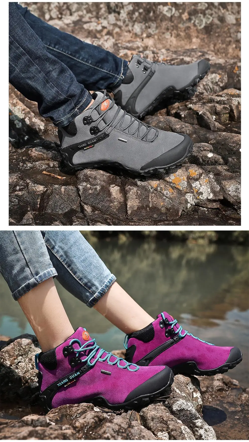 XIANG GUAN Men Hiking Shoes Male Waterproof Trekking Boots Outdoor Jogging Sneakers Tactical Trainers Climbing Mountain Shoes
