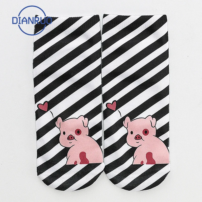 Женские хлопковые носки DIANRUO необычный дизайн смешные с принтом свиньи новые