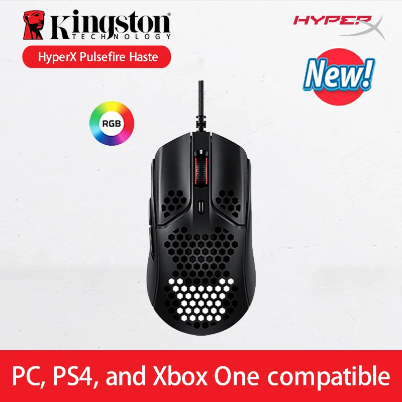 

Kingston HyperX Pulsefire Haste Gaming Mouse RGB 16000 DPI USB Wire Computer Mouse Pixart 3335 sensor for PC, PS4 and Xbox One