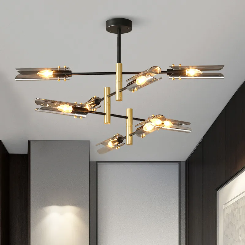 Стеклянная фотолюстра для кухни светильник щение лестницы люстра черная и