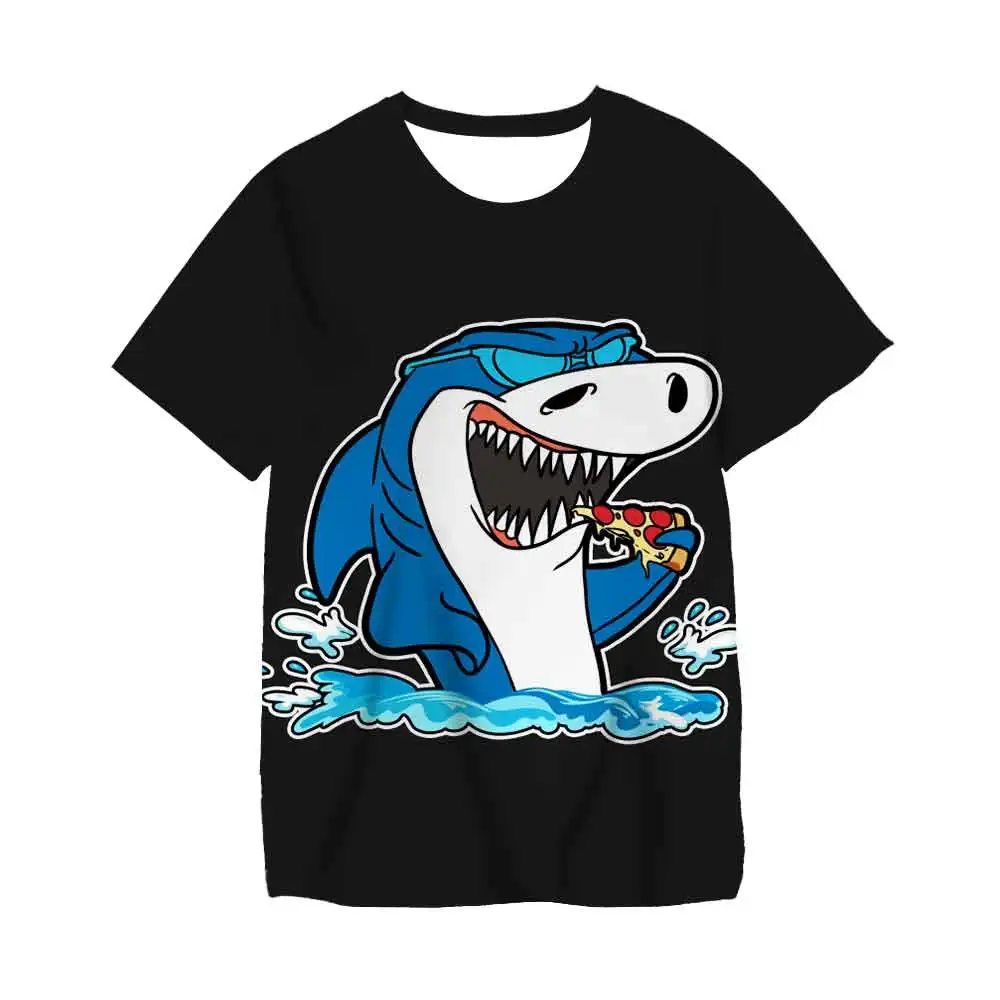 

Summer fashion shark print T-shirt children's Harajuku whale design short-sleeved baby girl boy summer round neck cotton Tshirt