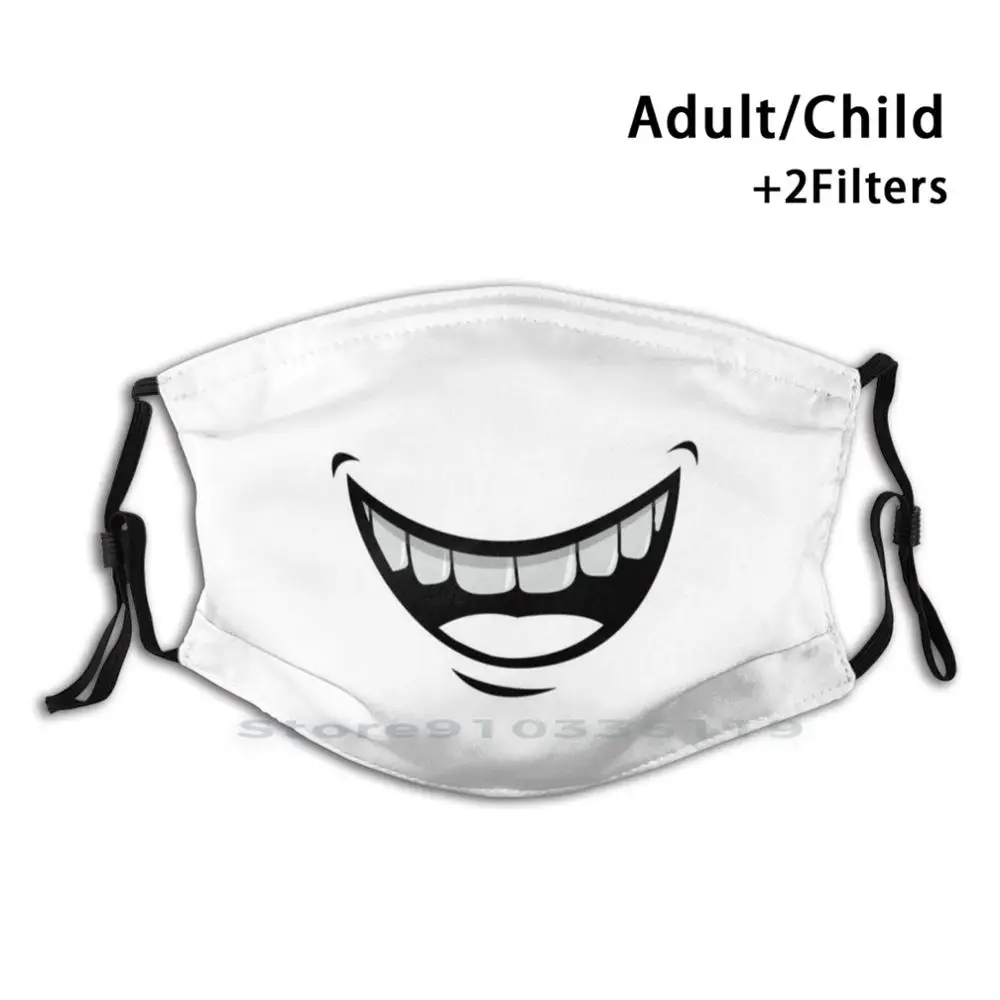 

Smile Mouth Print Reusable Mask Pm2.5 Filter Face Mask Kids Smile Laugh Funny Tooth Teeth Happy Mouth