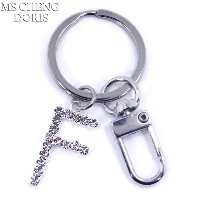 Брелок с подвеской в виде буквы хрустальные стразы Алфавит кольцо для ключей