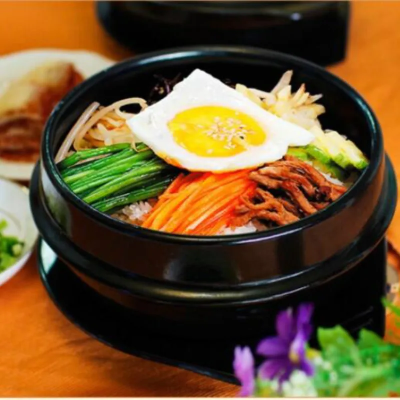 Черный корейский каменный горшок кухонные наборы керамическая каменная миска