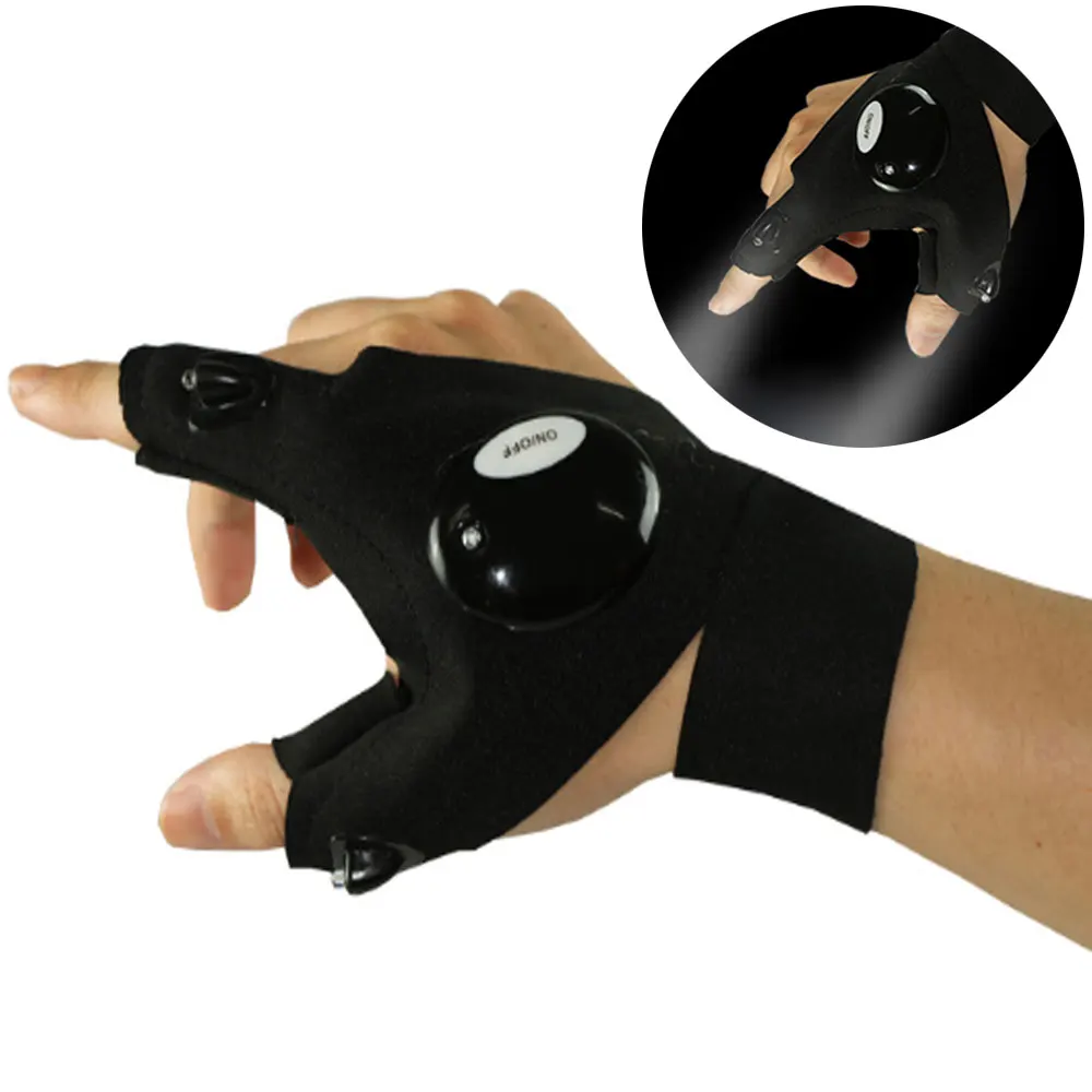 

Fishing Gloves With LED Light Breathable Durable Magic Strap Fingerless Flashlight Torch Cover Gloves Rescue Tools Outdoor Gear